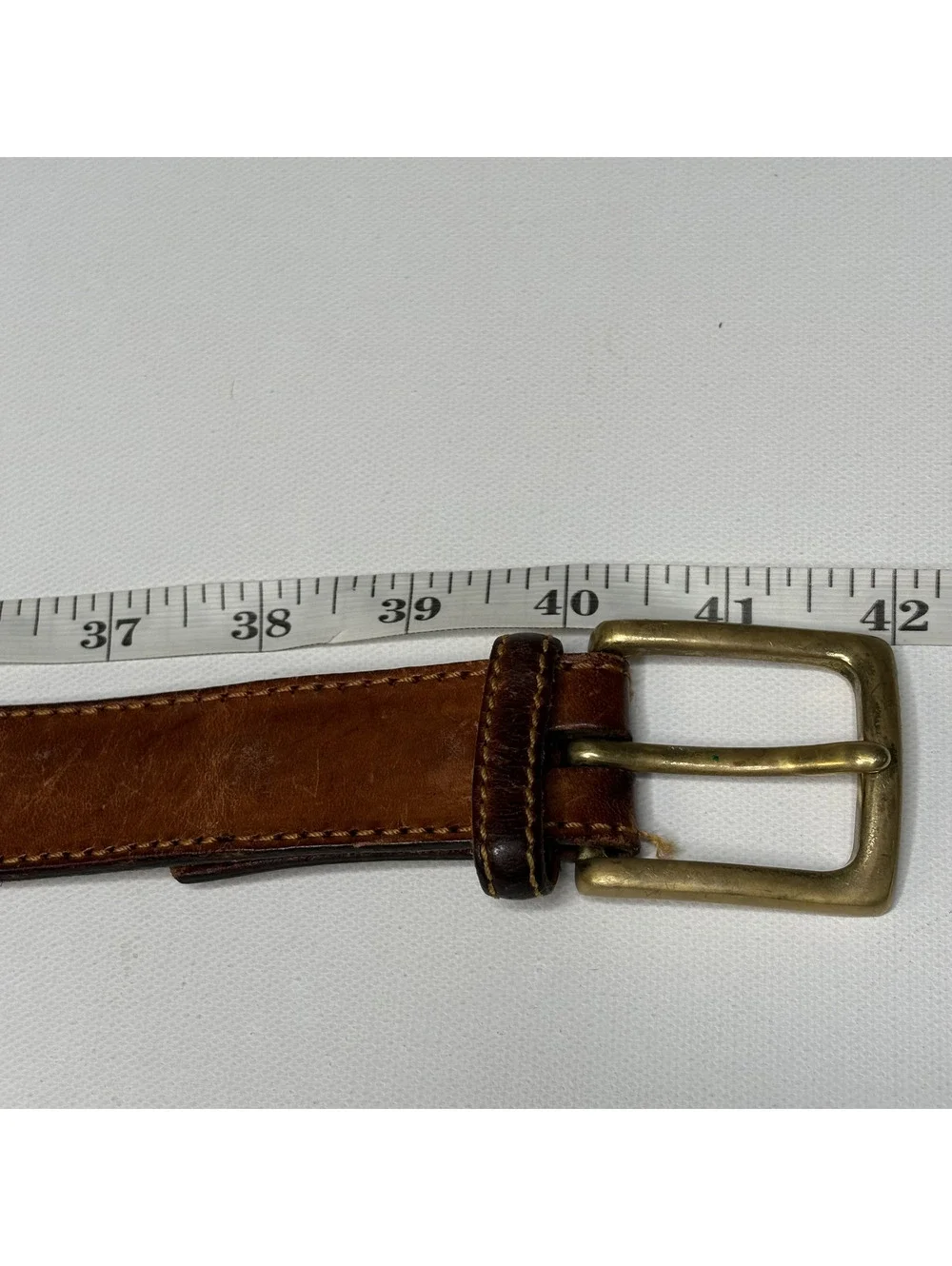 Vintage Brown Woven Leather Braided Brass Buckle Belt